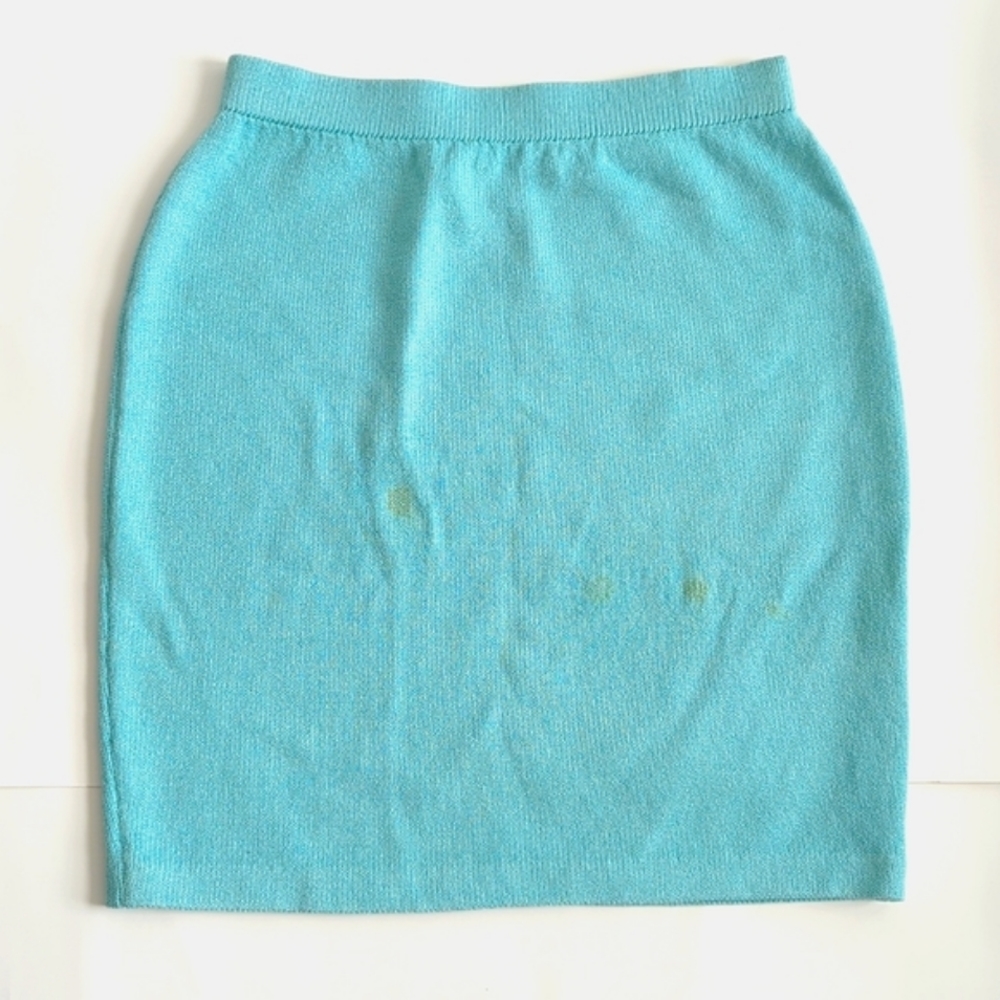 ST. JOHN Evening Teal Knit Pencil Skirt Size 2